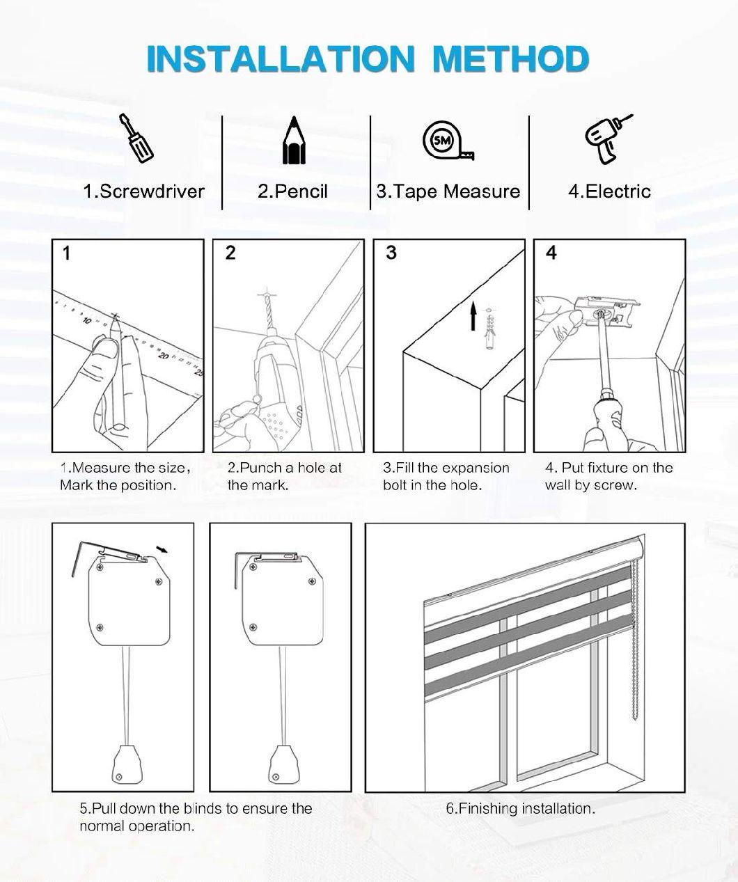 Portable Home Improvement Roller Shade Waterproof Day and Night Zebra Roller Blind