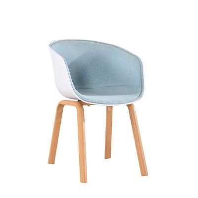 Industrial Home Furniture Luxury Yellow Plastic Modern Commercial Scandinavian Design Wooden Legs Armchair Nordic Dining Chair