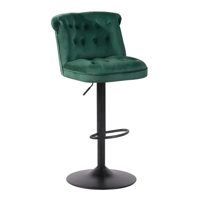 Home Furniture Swivel Adjustable Classic Back Fabric Seat Bar Chair with Stool Metal Legs