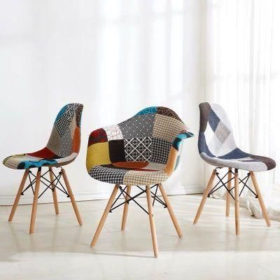 Factory Wholesale Patchwork Fabric Seat Armrest Furniture Dining Chair