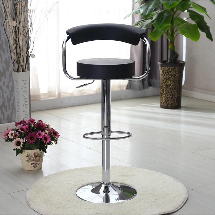 Cheap Modern Chairs PU Seat Bar Stool Adjustable Chrome Bar Chair with Backrest