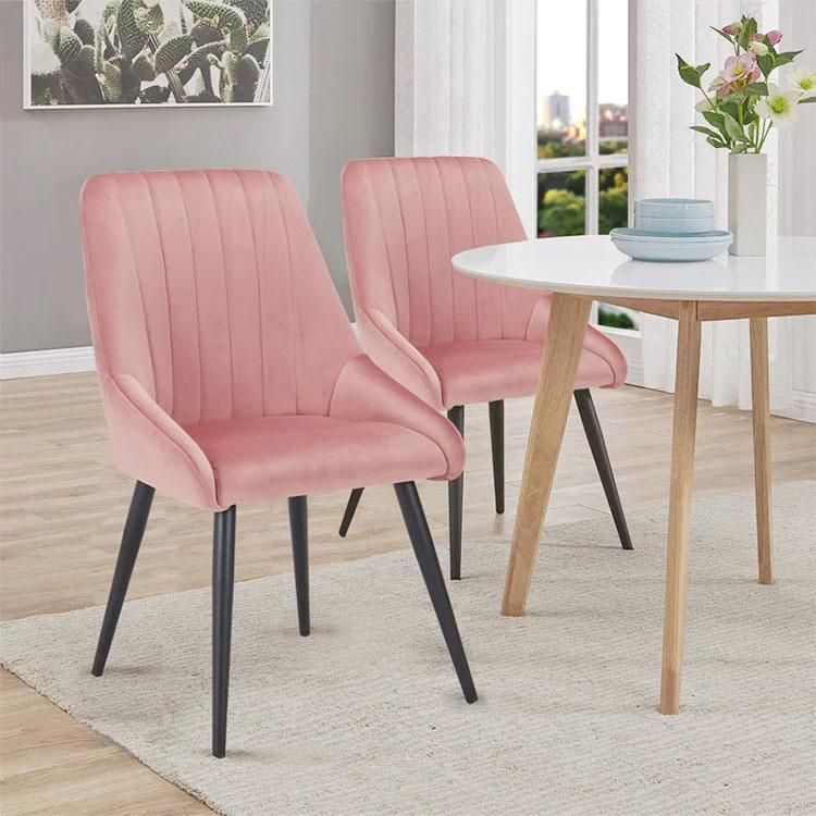 Nordic Wooden Fabric Pink Chair Study Velvet Upholstered Desk Chair Leather for Living Room Conference Dining Room Bedroom