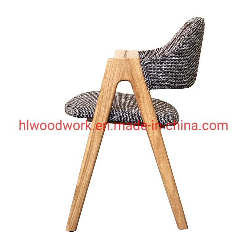 Oak Wood Tai Chair Oak Wood Frame Natural Color Brown Fabric Cushion and Back Dining Chair Coffee Shop Chair Hoom Chair Office Chair