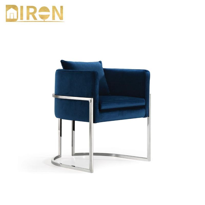 New Fashionable Luxury Soft Fabric Dining Seating Stainless Steel Frame Chair