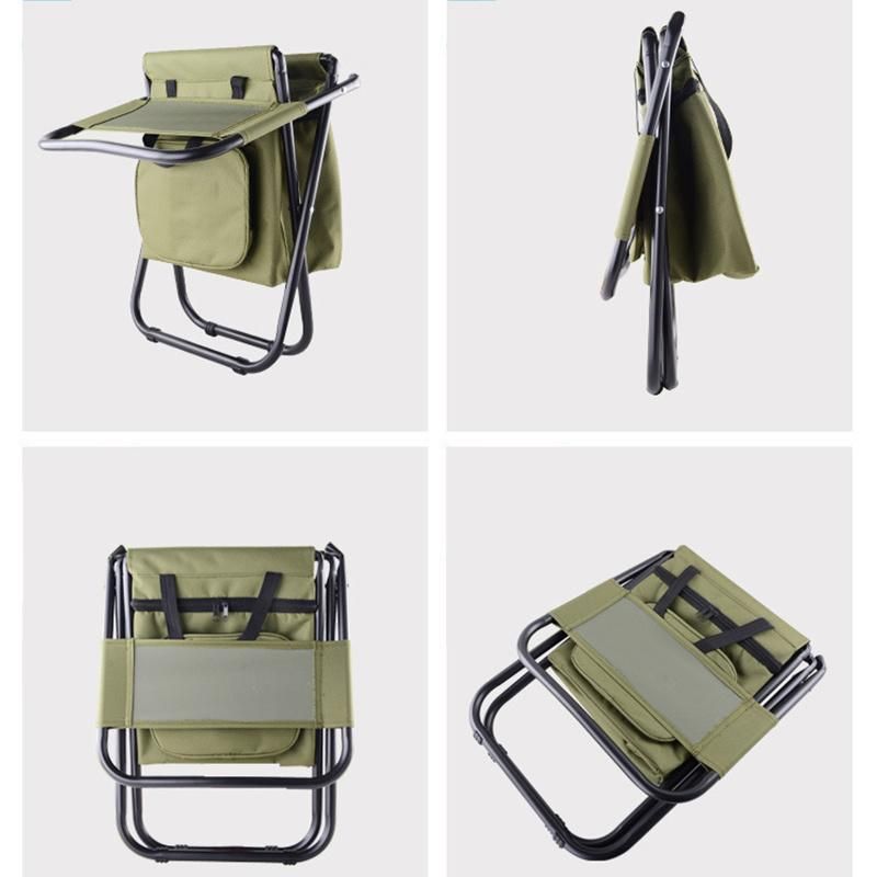 Outdoor Travel Camping Folding Fishing Chair with Insulated Cooler Bag