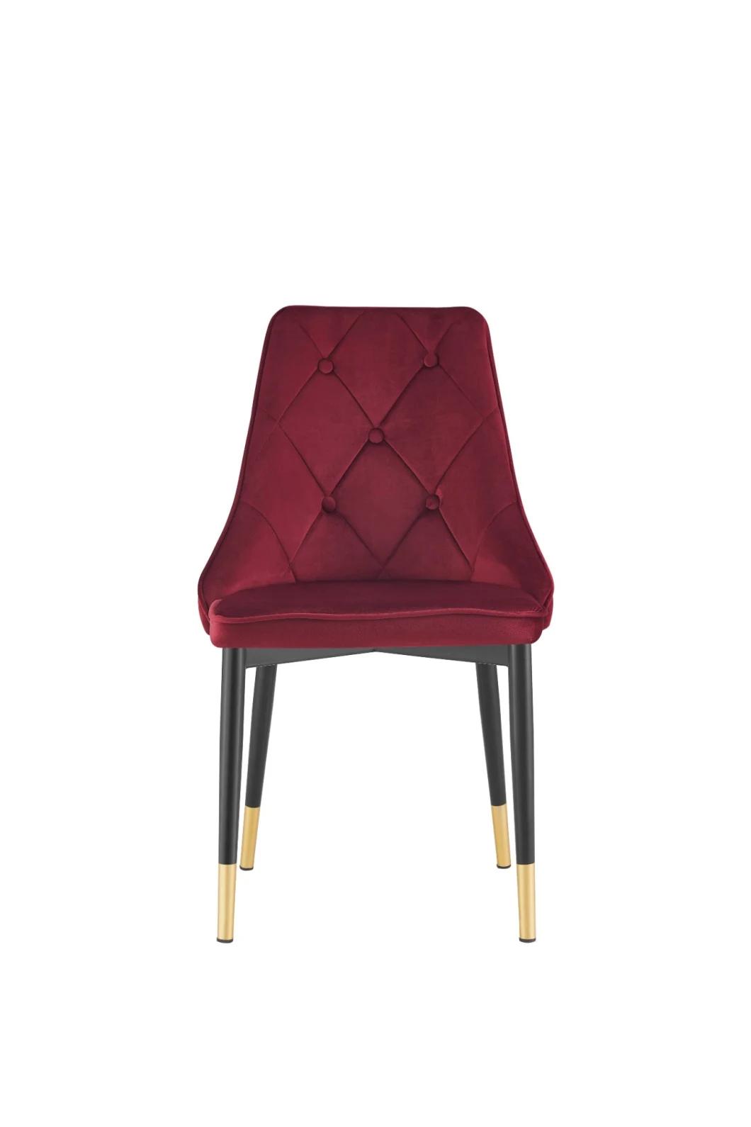 European Armless Stool Velvet Accent Chair Fabric Dining Chairs Luxury Metal Gold Chair