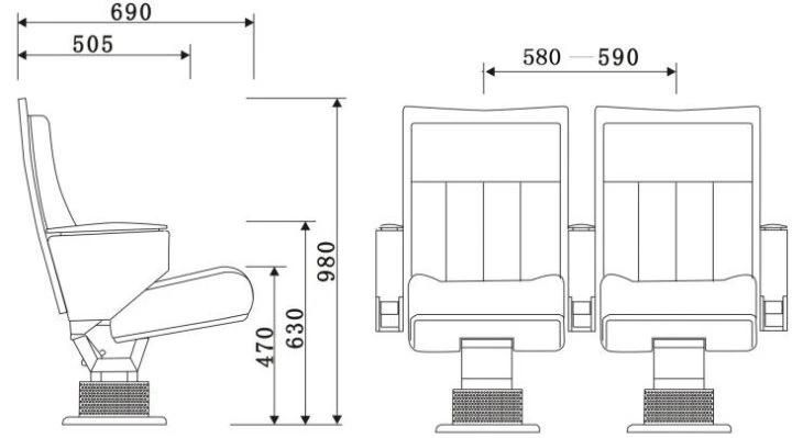 Wooden Church Auditorium Hall School Furniture Cinema Seat