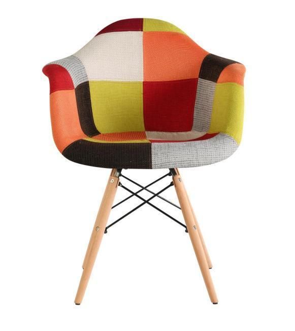 Fabric Upholstery Wood Colorful Upholstered Fabrics Chair with Wood Leg High Back Dining Chair