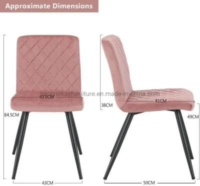 Hot Sales Fabric Velvet Color New Design Upholstered with Backrest Metal Velvet Dining Chair