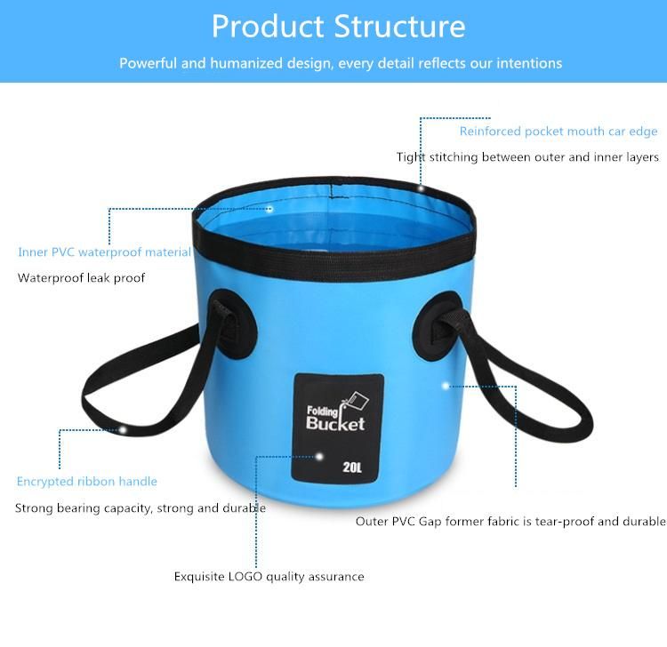 12L 20L Portable Bucket Outdoor Travel Water Storage Bag Waterproof Water Bag Fishing Portable Foldable Bucket Car Supplies