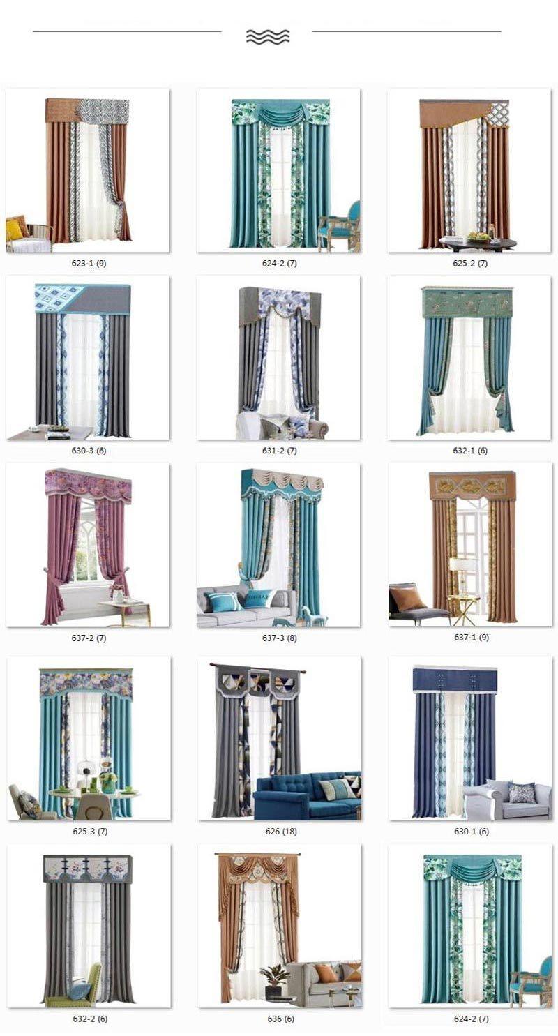 China Factory Supply Cheap Promotional Blue Elegant Design Printed Fabric Curtain