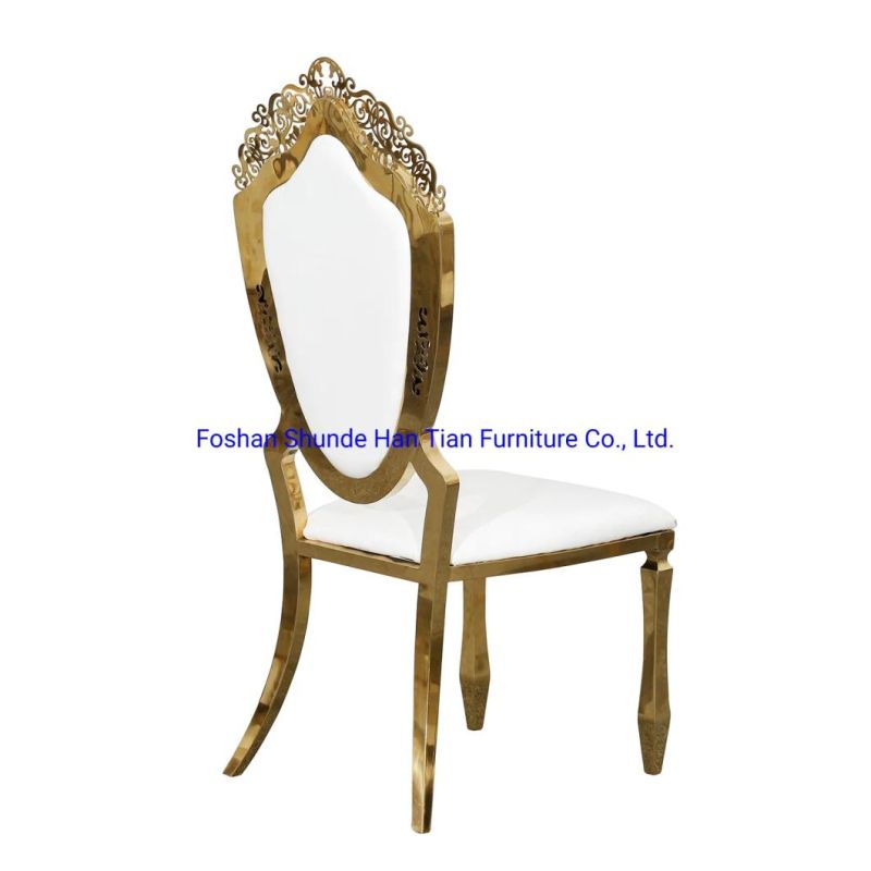 Gold Stainless Steel Metal Furniture Wedding Restaurant Fabric Banquet Dining Chairs