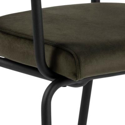 Design Dining Room Furniture Ergonomic Blue Velvet Steel Leg Dining Chair