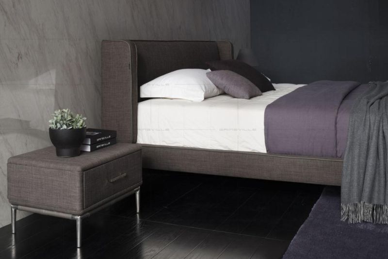 Italy Simply Modern King Size Bed Cheaper Champion Fabric Wall Bed in Bedroom Furniture