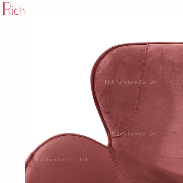 Modern Furniture Fabric Dinning Chair Restaurant Stainless Steel Legs Red Velvet Leisure Chair