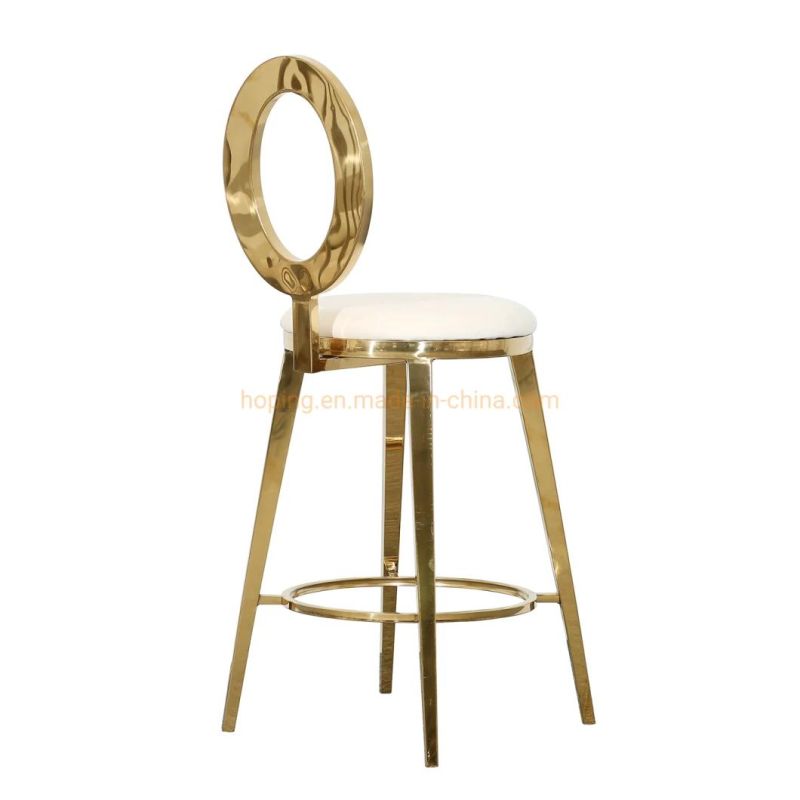 Wholesale Gold Stainless Steel Metal Frame Hotel Night Club Bar Stool Chair