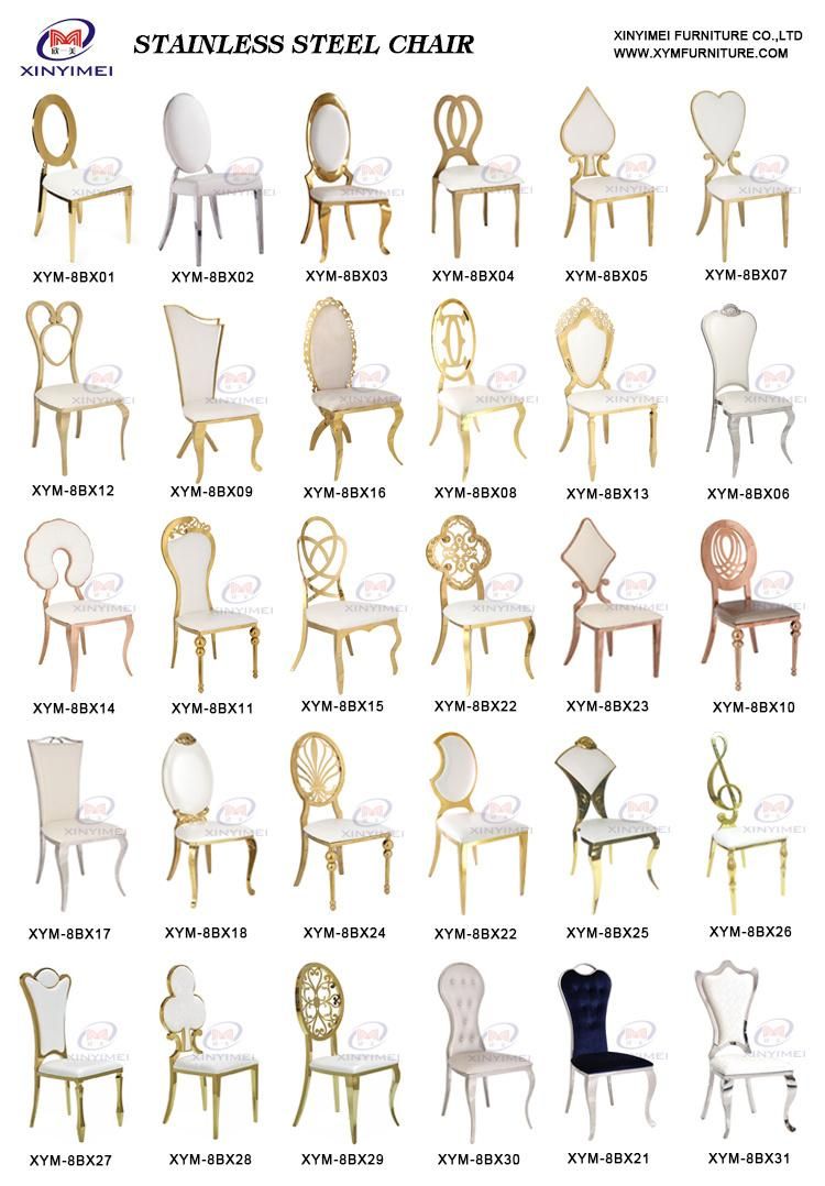 Luxury Wedding Wholesale White Leather Stainless Steel Throne Chairs with Crystal Button