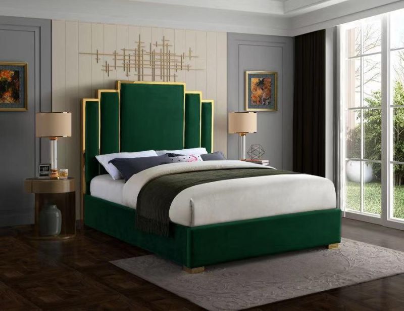 Upholstered Bed with Fabric for Bedroom Furniture B2110