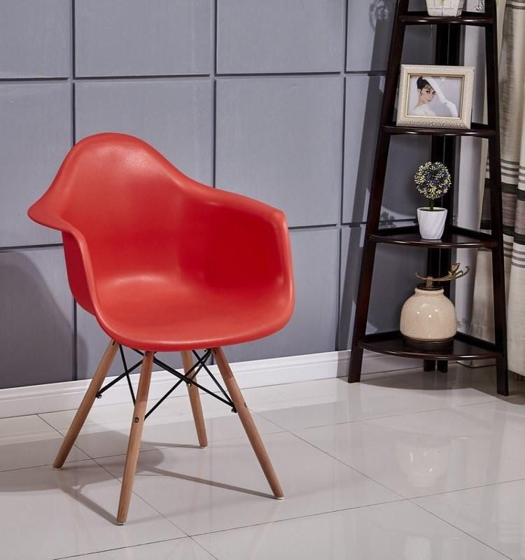 Wholesale Price Plastic Dsw Cafe Leisure Chair Nordic Design Wooden Armrest Dining Chair