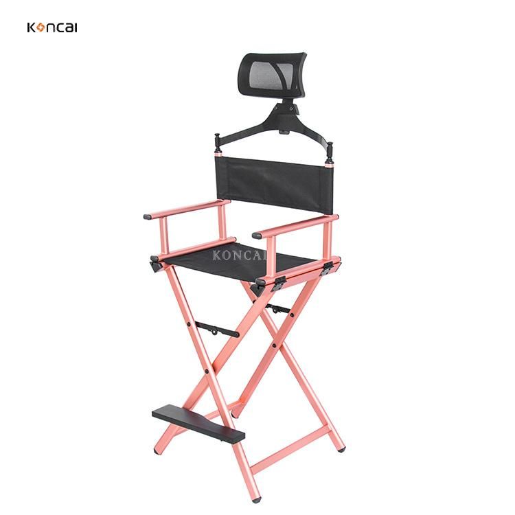 Koncai Best Selling Aluminum Folding Chair Makeup Case Chair Beauty Salon Chair with Headrest