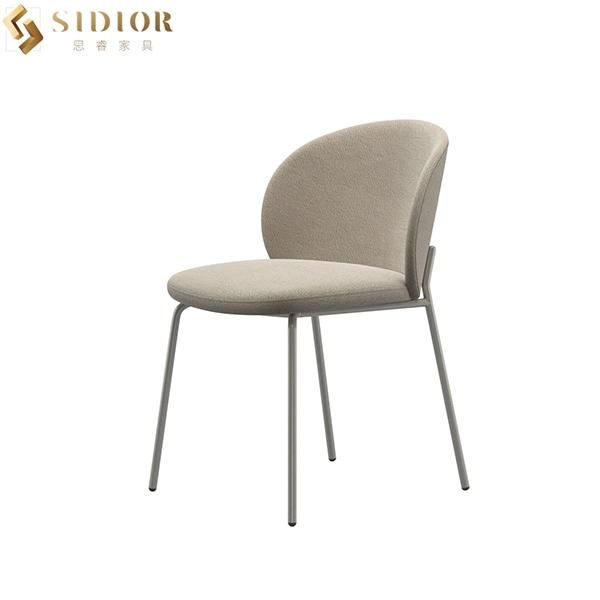 Restaurant Ultra Modern Fabric Upholstery Dining Chairs with Stainless Steel Lghs