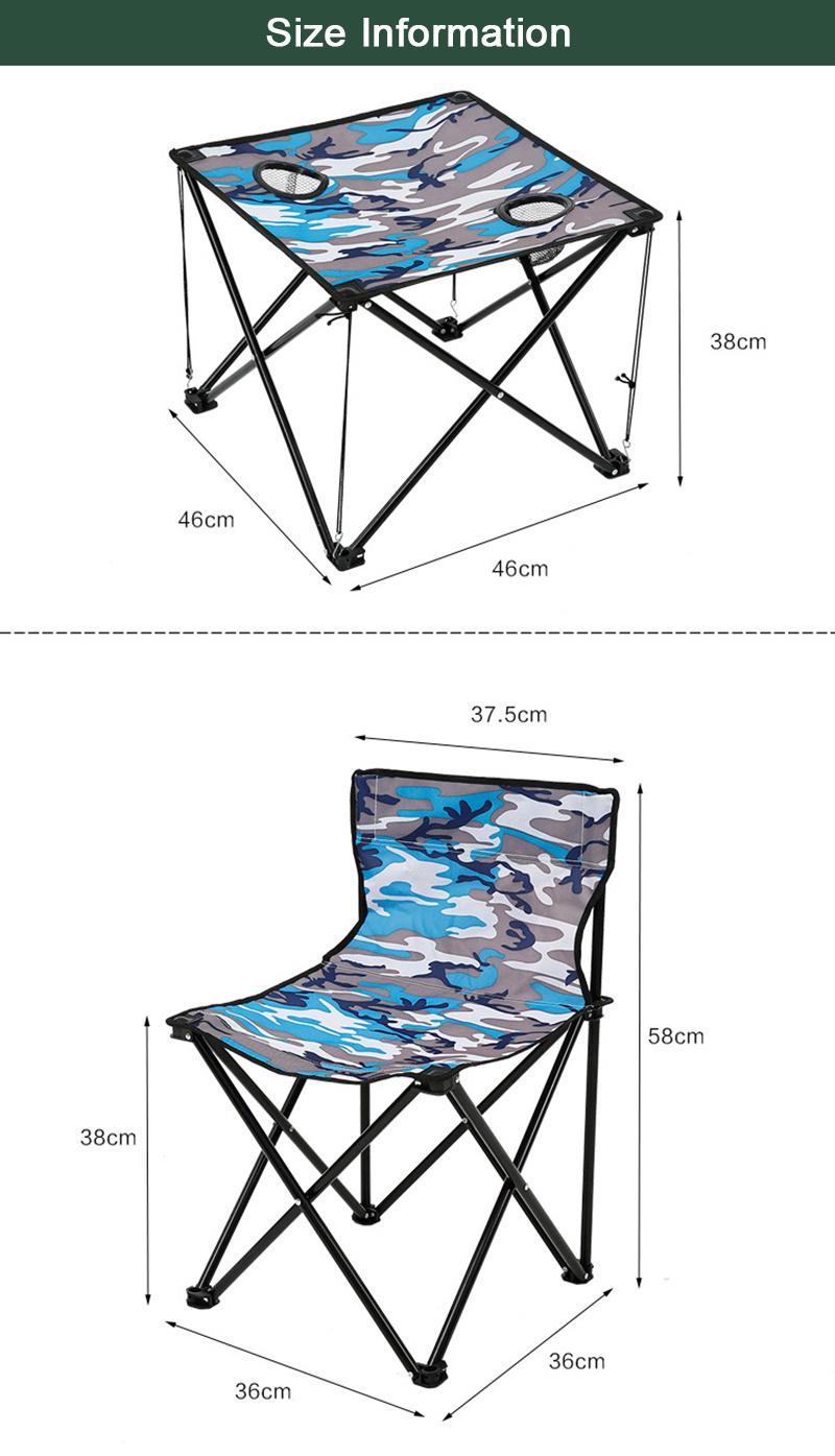 Outdoor 4 Camping Chairs Set with Foldable Table 600d Oxford Steel Pipe Beach Chairs