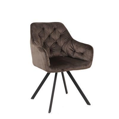 Modern Home Restaurant Cafe Bar Furniture Comfortable Upholstered Velvet Dining Chair with Metal Legs