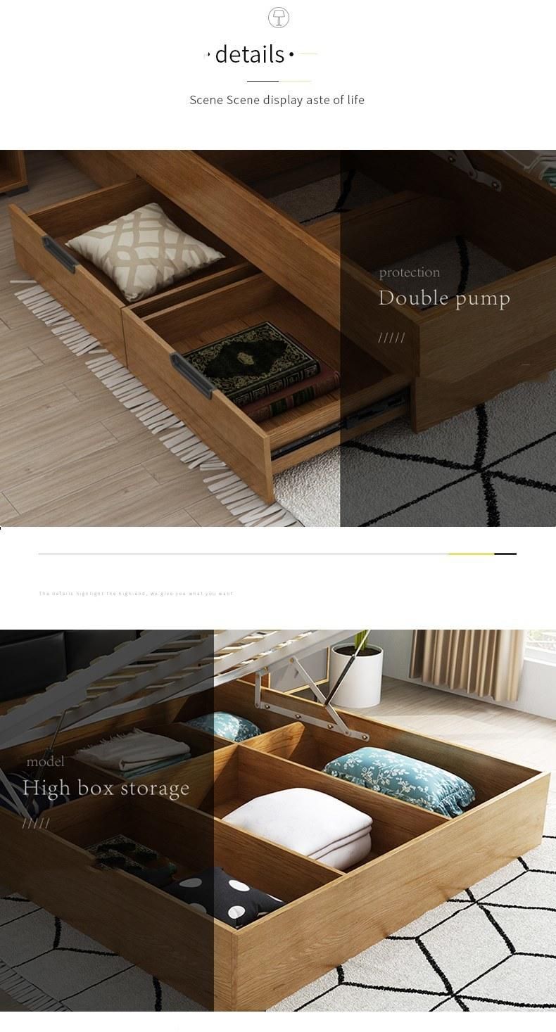 Popular Design Multifunctional Wooden Storage Bed Bedroom Furniture Set