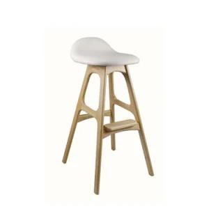 Modern Design Fabric Seat Solid Wooden Steel High Back Bar Stool