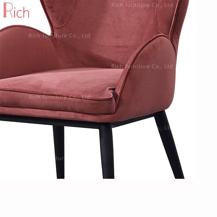 Modern Furniture Fabric Dinning Chair Restaurant Stainless Steel Legs Red Velvet Leisure Chair