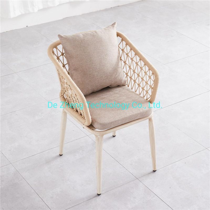 Indoor and Outdoor Modern Furniture Design Leisure Rope Arm Aluminum Cafe Furniture House Aluminum Rope Restaurant Furniture