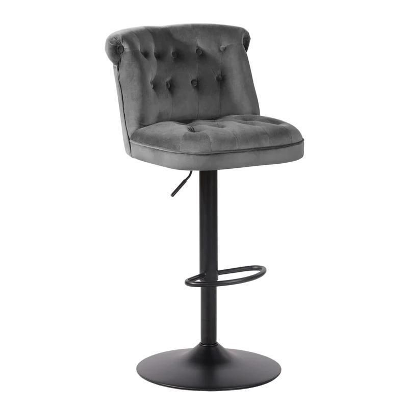 Wholesale Furniture Adjustable Luxury Fabric Swivel High Nordic Kitchen Design Simple Modern Bar Chair with Metal Leg