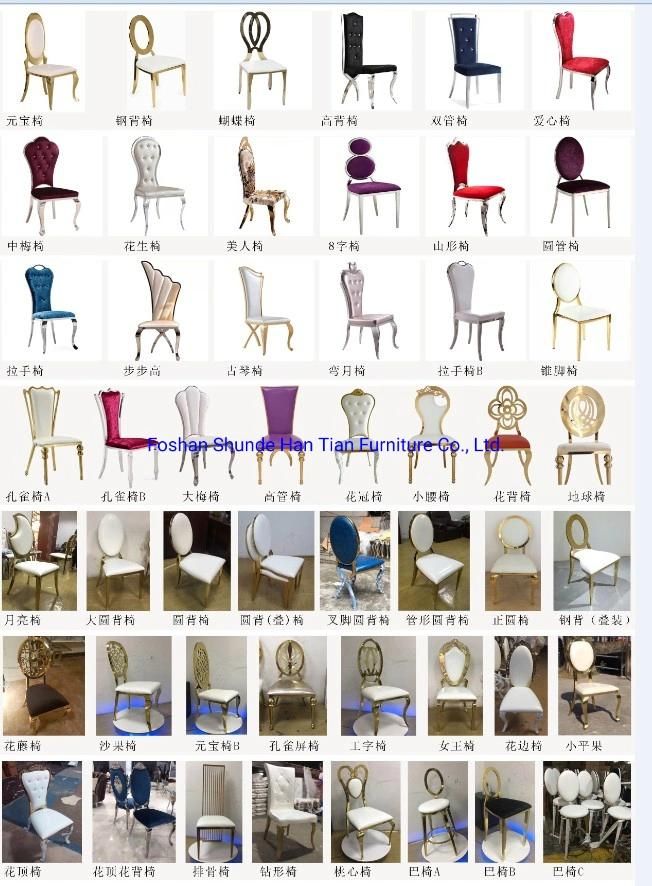 Gold Stainless Steel Metal Furniture Wedding Restaurant Fabric Banquet Dining Chairs