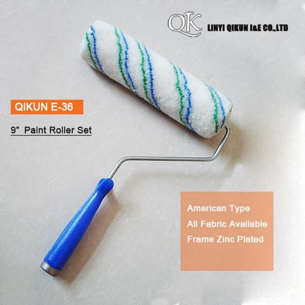 E-32 Hardware Decorate Paint Hand Tools Fabric Cloth 4" Paint Roller with Long Frame Handle