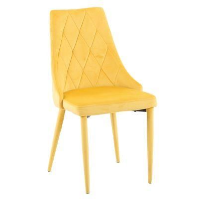 Home Restaurant Furniture Leisure Colorful Fabric Dining Room Chair with Metal Legs