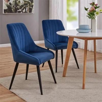 Wholesale Design Room Furniture Nordic Velvet Modern Luxury Dining Chairs with Metal Legs