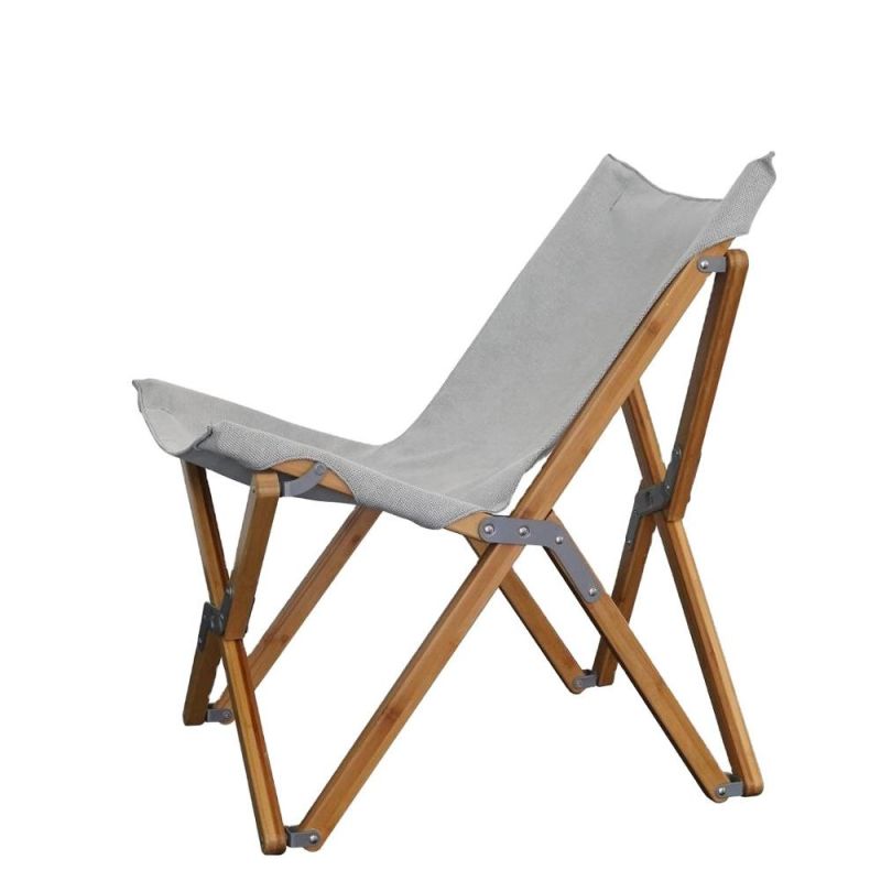 Portable Wood Beach Chair Butterfly Chair Anti-Tear Fabric Folding Outdoor Camping Chair