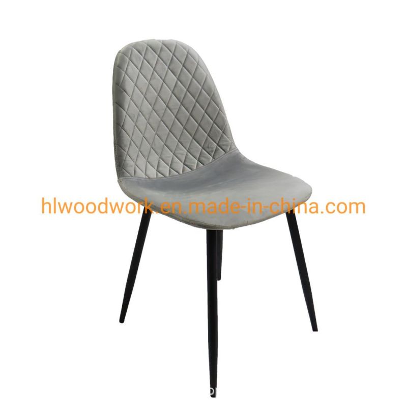 High Quality Chaise Salon De Beaute Modern Luxury Restaurant Banquet High Back Silver Stainless Steel Leg Velvet/Leather Dining Armless Chair Blue