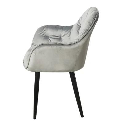 Fast Shipment Wholesale Hot Selling Iron Leg Modern Nordic Grey fabric Dining Chair