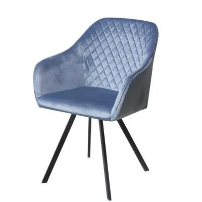 Modern Style Colorful Fabrics Chair with Metal Leg High Back Quality Restaurant Velvet Dining Chair