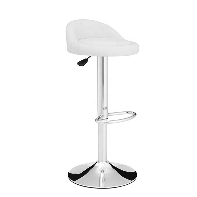 Modern Adjustable Swivel Bar Stool with Electroplated Base Soft Fabric Seat Chair Factory Stocks Tianjin Port Ship