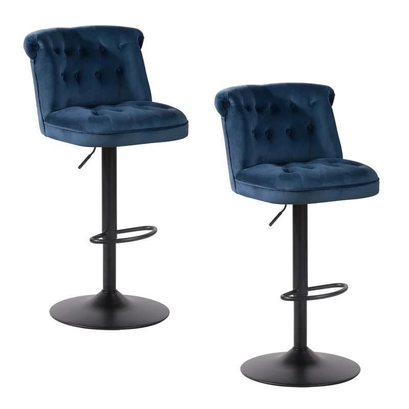 Wholesale Furniture Adjustable Luxury Fabric Swivel High Nordic Kitchen Design Simple Modern Bar Chair with Metal Leg