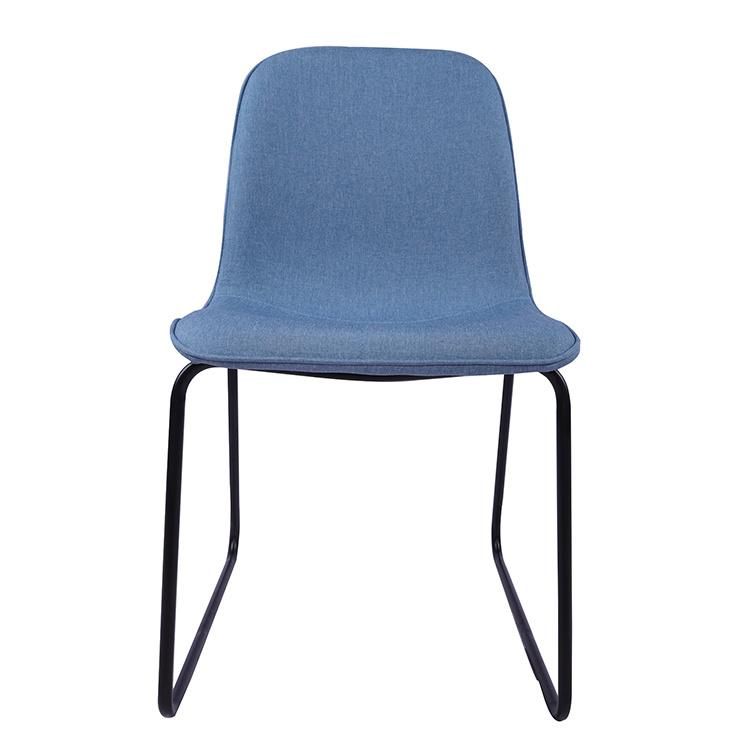 Wholesale Factory China Wholesale Home Furniture New Design Metal Chairs Blue Grey Fabric Dining Chairs