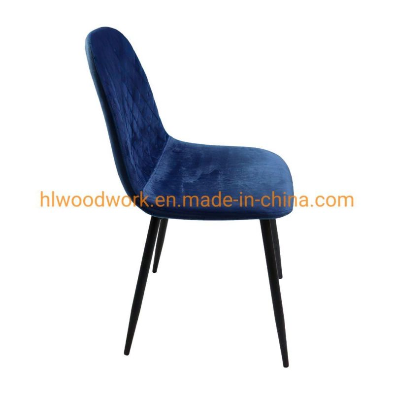 Hot Sale Modern Dining Room Chair Furniture Custom Color Antique MID-Century Yellow Velvet Fabric Dining Chairs Black Metal Leg Cheap Dining Room Chair