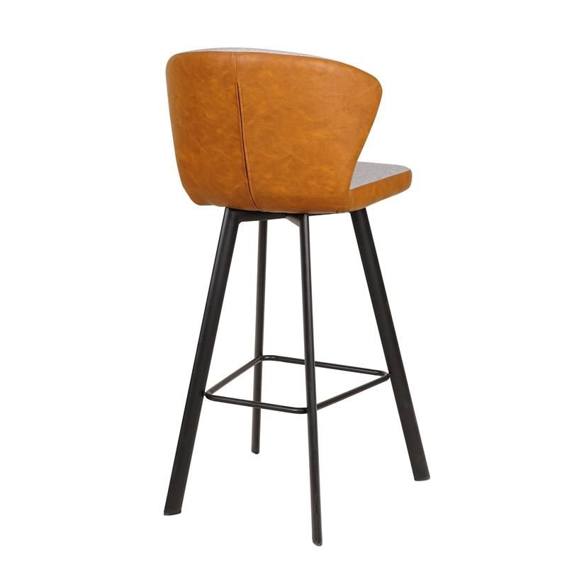 Wholesale Metal Tube High Legs Spy Fabric Front PU Back Modern Bar Chair