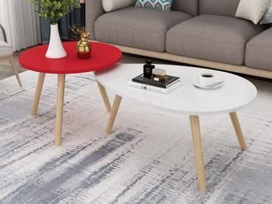 Minimalist Living Room Furniture Wooden Leg MDF Top Scandivian Nordic Coffee Nest Table