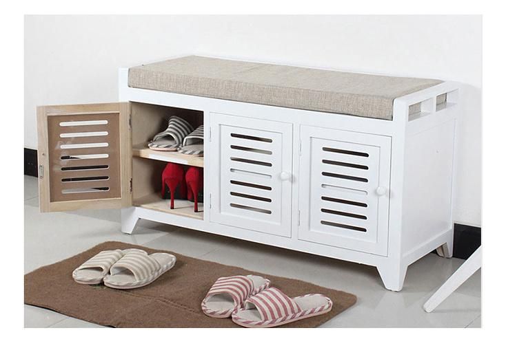 Fabric Upholstery Cabinet Shoes Changing Seat, Wooden Bench