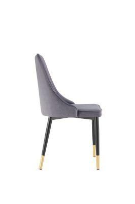 Top Quality Nordic Restaurant Velvet Upholstered Dining Chair with Metal Legs