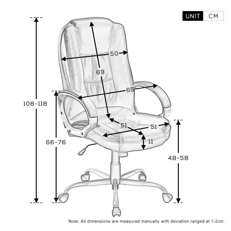 High Back Ergonomic White PU Leather Computer Manager Work Desk Office Chair