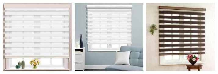 Motorized Wireless Remote Indoor Zebra Roller Blinds for Living Room